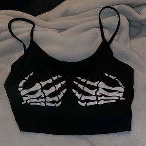 Skeleton Black Crop Top